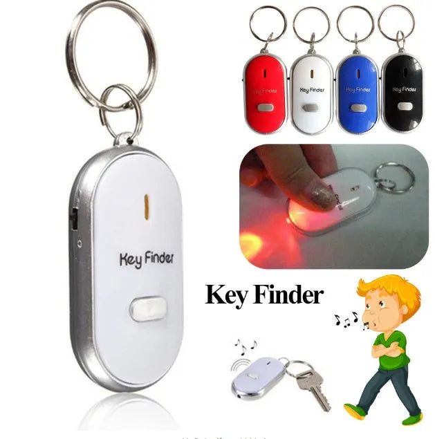 Whistle activated key finder device in black colour, compact ABS plastic lost-proof tool