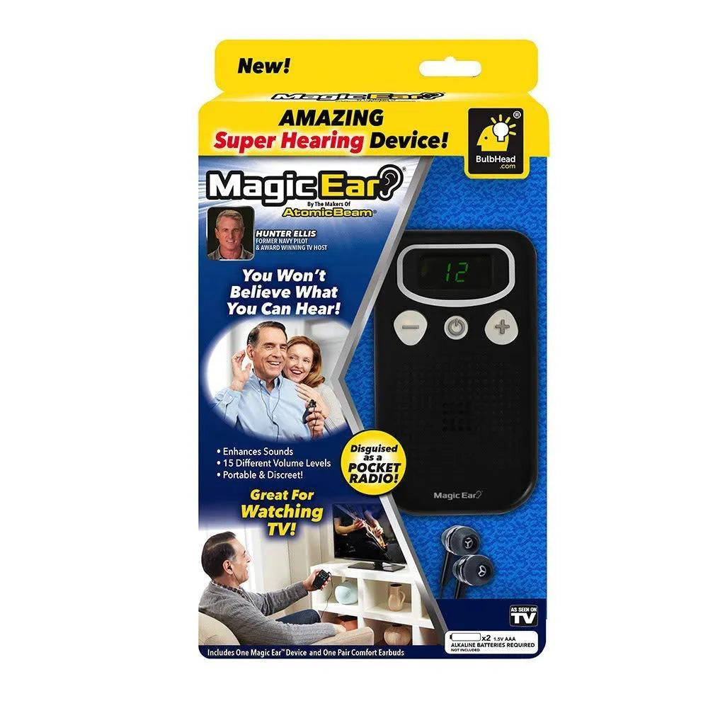 Digital display mobile hearing aid booster with handheld FM radio design in brilliant colour