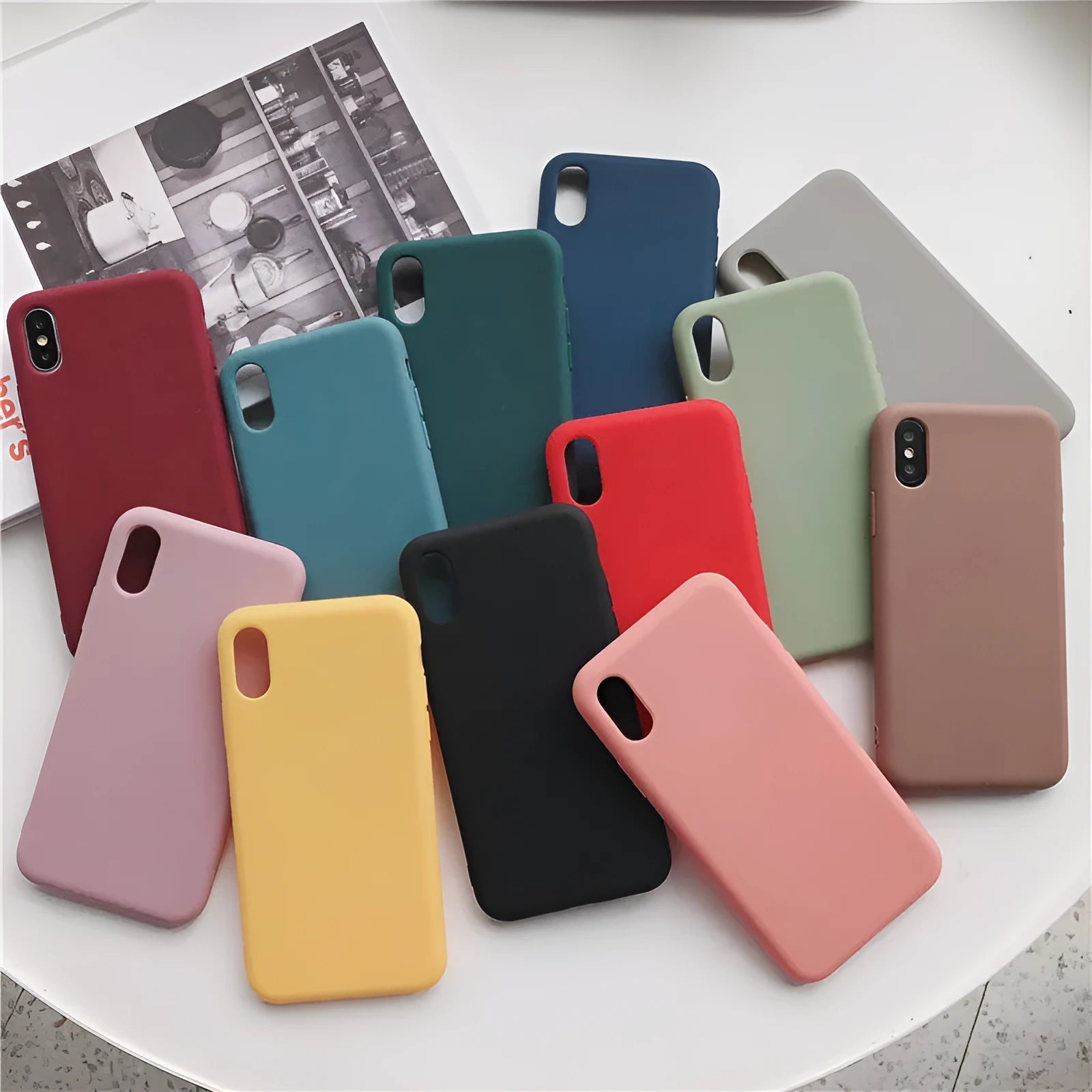 Silicone phone case for iPhone XR and XS Max in various colours including wine red and rose gold
