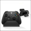 White ABS controller stand base for Xbox with battery storage compartment and gamepad holder