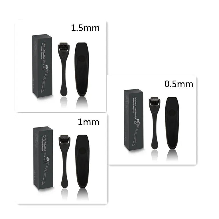 Frosted black titanium alloy beard roller micromedle tool for facial hair growth