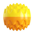 Blue and orange spiky rubber dog ball with squeaker for aggressive chewers and dental cleaning