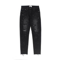 Occasional High Street black broken jeans for men with patch detailing and straight leg