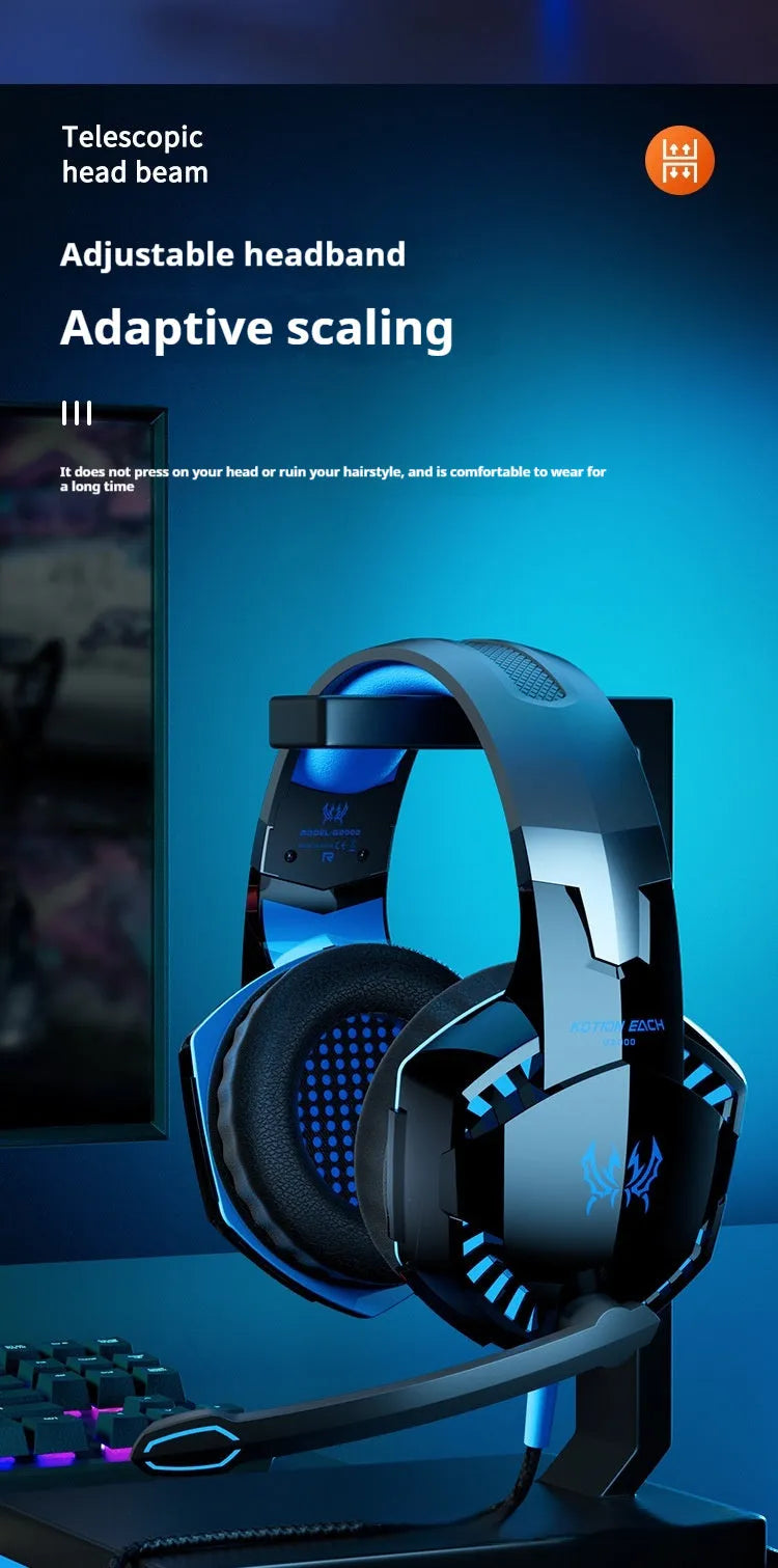 Wired USB headset for laptop desktop computer with protein skin earmuffs and microphone