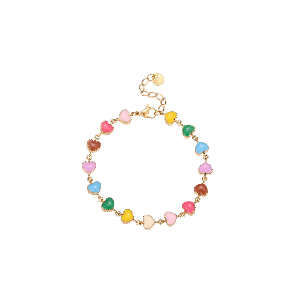 Women's titanium steel bracelet with heart-shaped charm in gold or steel electroplated finish