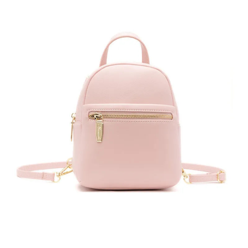 Soft PU mini backpack with three-dimensional pockets and contrast colour street trend styling