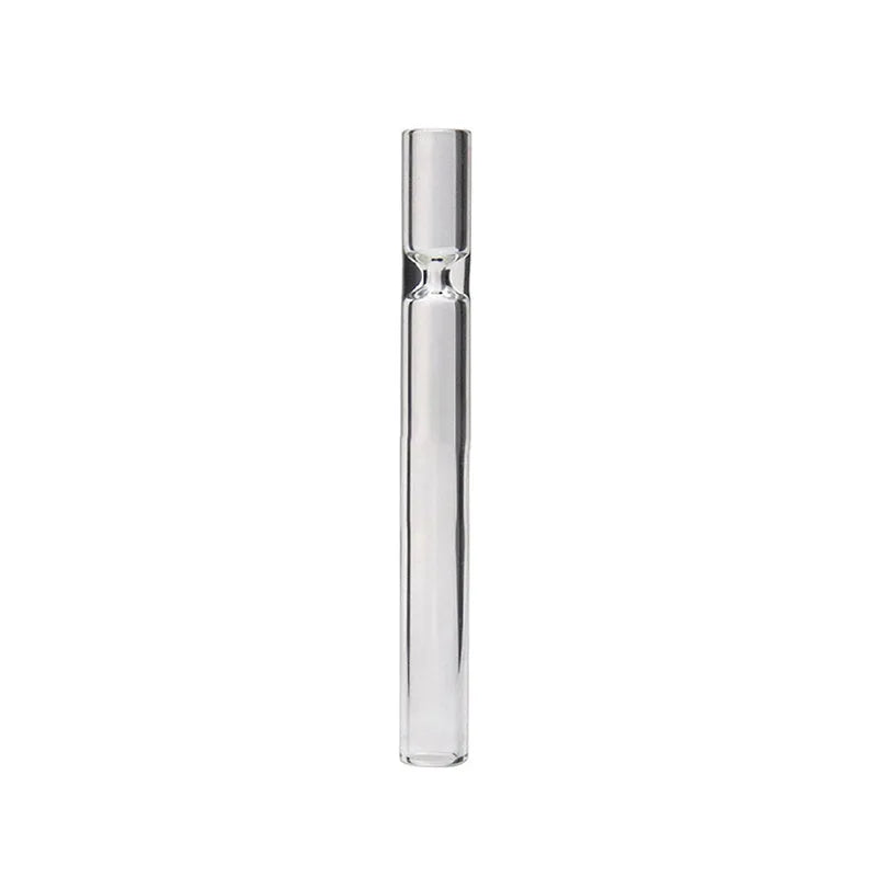 Telescopic straight glass smoke pipe with suction nozzle in transparent or pink finish