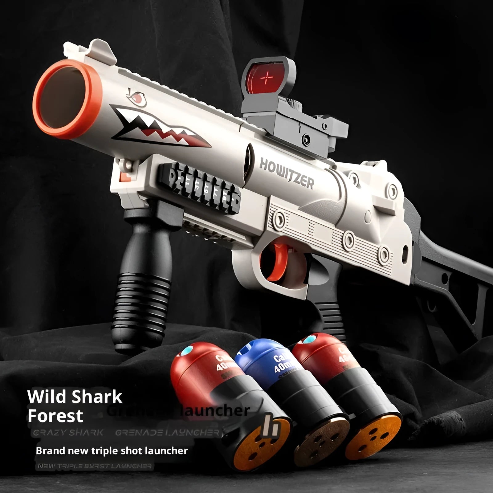 Three-series grenade launcher soft bullet gun plastic toy for boys in shark sand colour