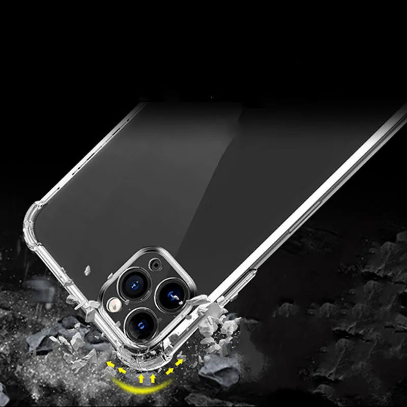Thickened transparent TPU iPhone case with four-corner airbag drop protection design