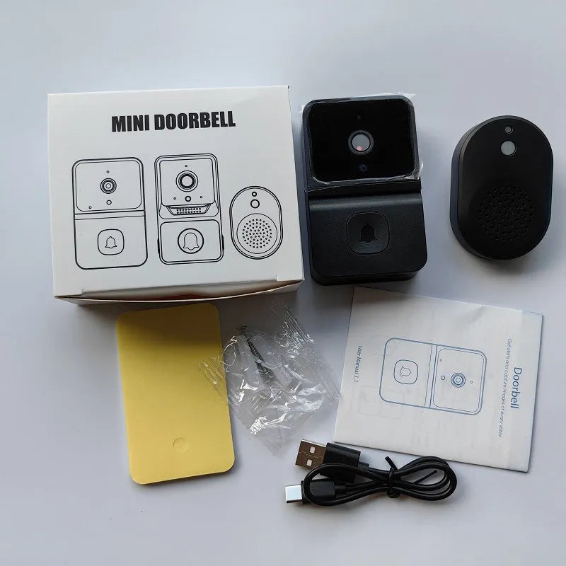 Intelligent visual doorbell surveillance camera with built-in lithium battery, black version, for household use