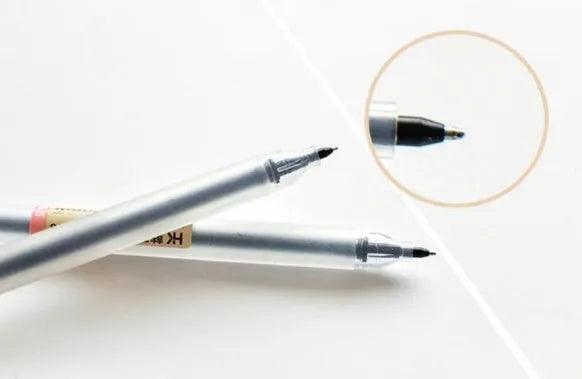 Muji 12 piece gel pen set with 0.5mm fine nibs showing blue pen barrels.