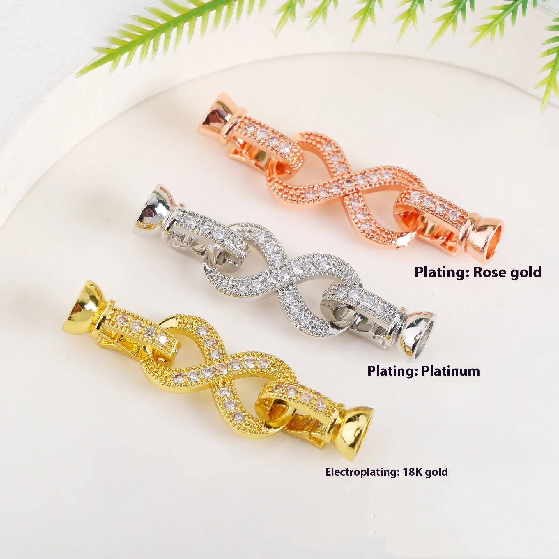 Small gold-plated jewellery buckle for DIY necklace making with three colour options