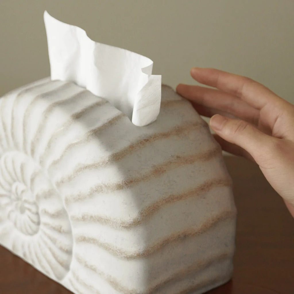 Resin tissue box cover with conch shell pattern design decorative home accessory