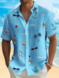 Men's loose fit Hawaiian shirt with digital printing pattern in multiple colour options