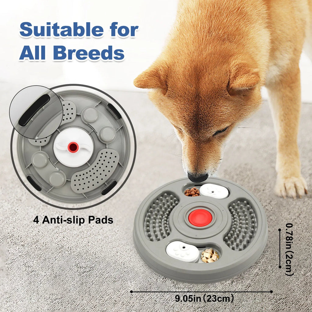 Grey and blue PP plastic dog slow feeder bowl with anti-slip pads