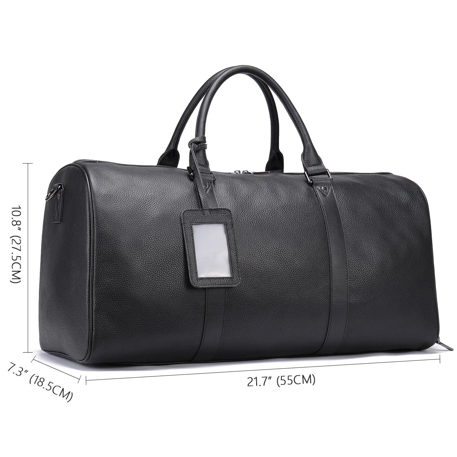 Men's large leather excursion bag with shoulder strap in black or coffee colour