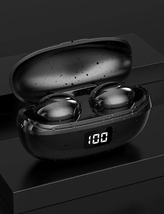 Black and white wireless Bluetooth in-ear headphones with type-C charging case