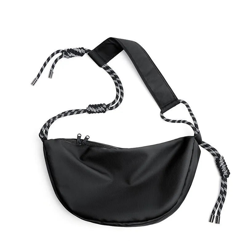 Men's lightweight nylon messenger bag in solid colour with large main compartment for daily use