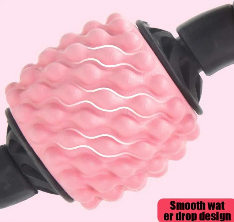 U shape trigger point massage roller for leg calf muscle recovery in black ABS plastic with four wheels