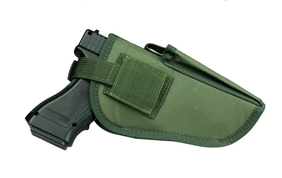 Green nylon outdoor tactical universal holster 10.5 x 19 cm for right-hand draw