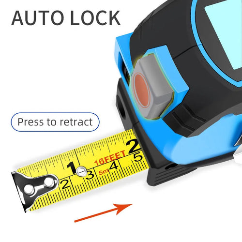 3 in 1 laser tape measure rangefinder with 5m tape ruler in blue for construction and DIY use