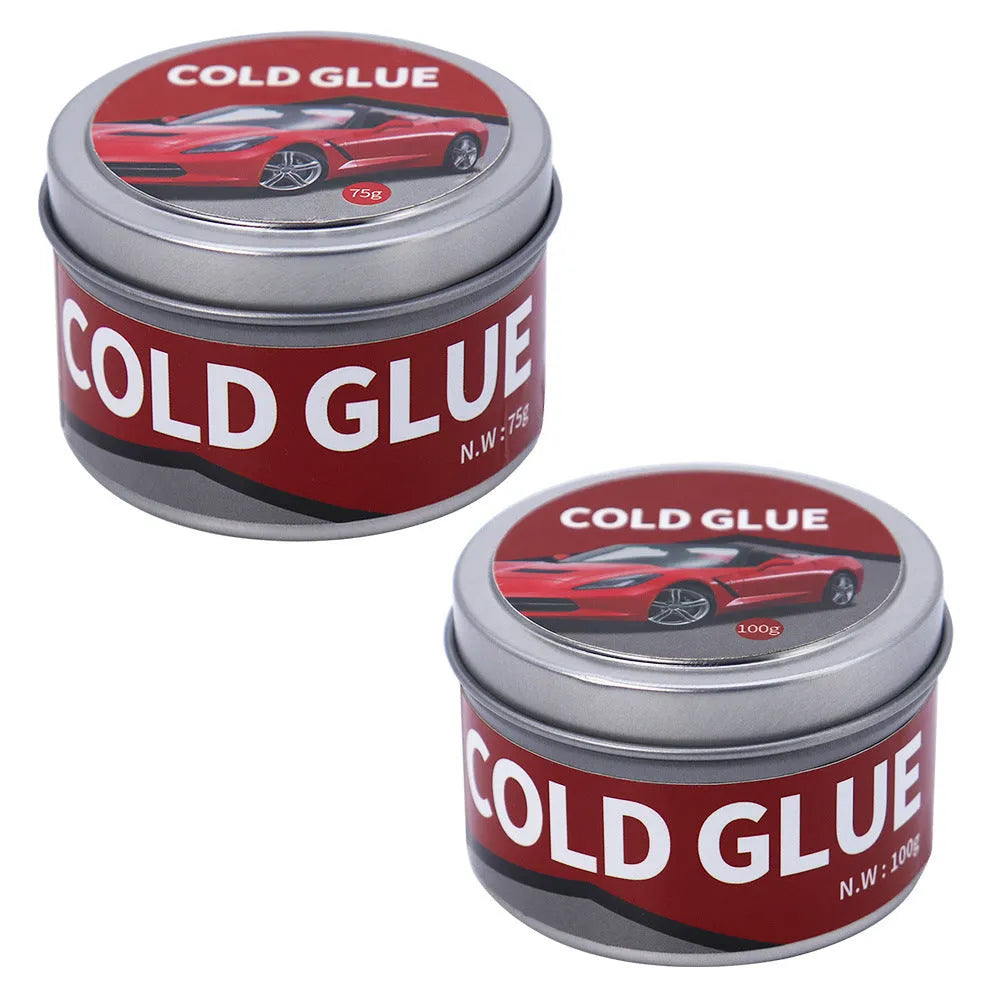 Container of special cold glue for car dent repair, showing 75g or 100g size option