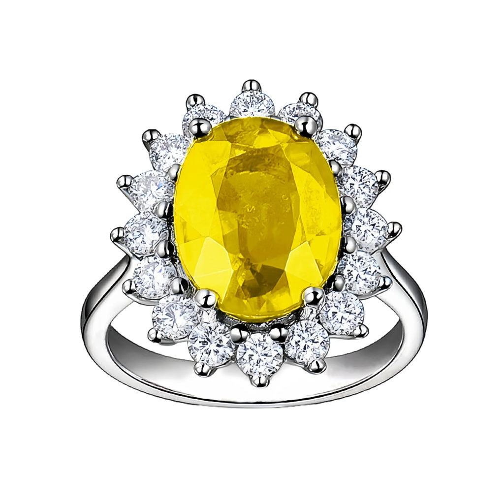 Adjustable opening rhinestone ring in platinum colour with geometric design on white background