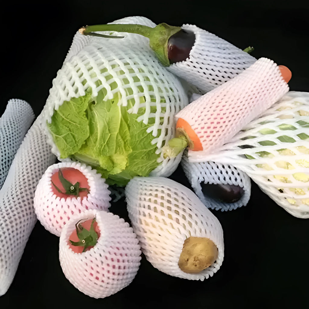White foam shockproof protective case for colourful fruit showing size options