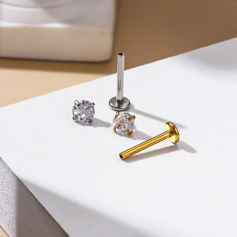 Stainless steel inner rod ear bone stud, 1.2mm rod, 6mm 8mm 10mm lengths, silver or gold electroplated piercing jewellery