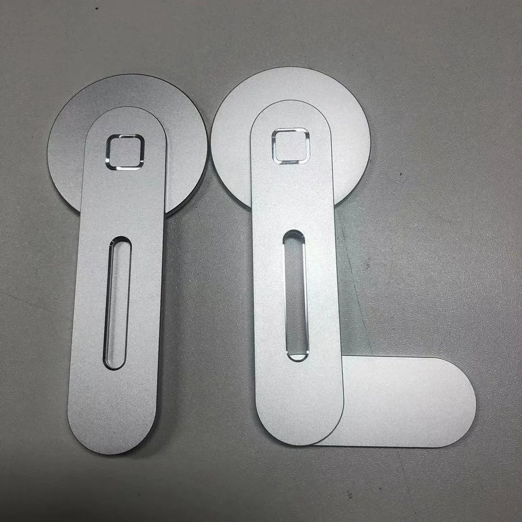 Aluminium alloy magnetic desktop bracket for Apple MacBook 12 in silver finish.