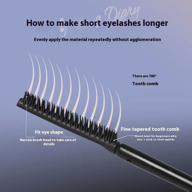 Long curling mascara tube showing black and brown colour options