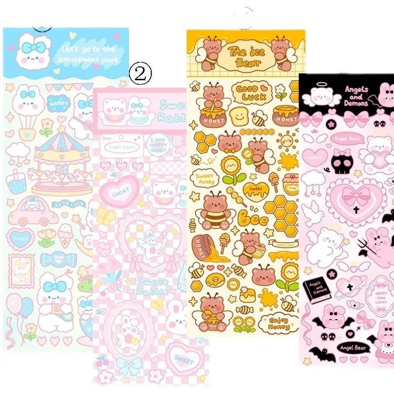 PVC waterproof cartoon stickers for agenda and notebook decoration in four style options