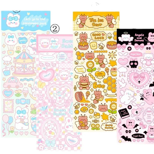 PVC waterproof cartoon stickers for agenda and notebook decoration in four style options