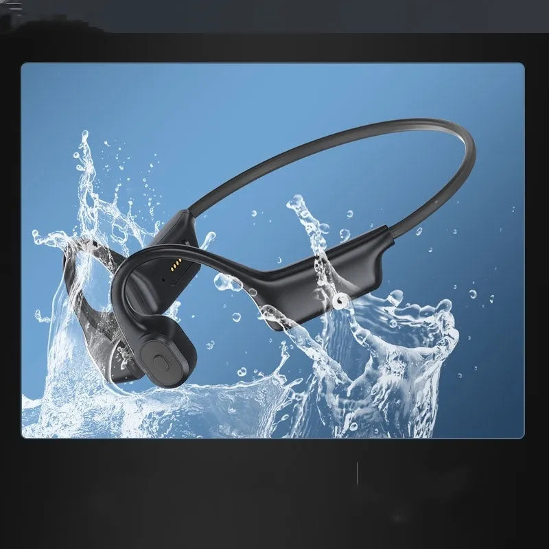 Wireless bone conduction Bluetooth 5.3 headphone in Cool Black with plastic body and open-ear design for sport