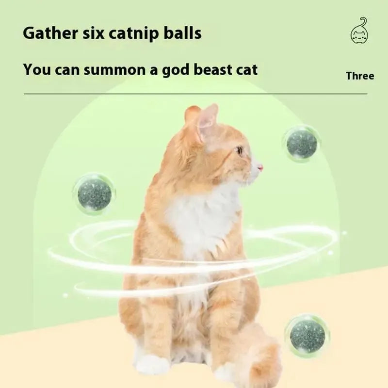 Green lotus design catnip ball toy sticking on wall for indoor feline play