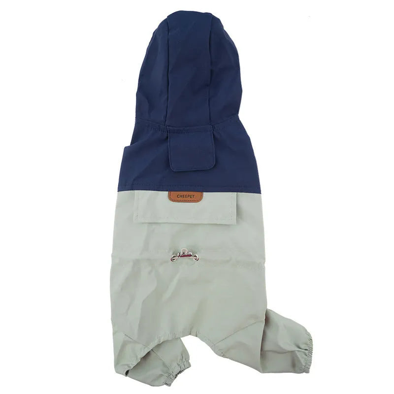 Pet raincoat for small and medium dogs in khaki colour, waterproof polyester material