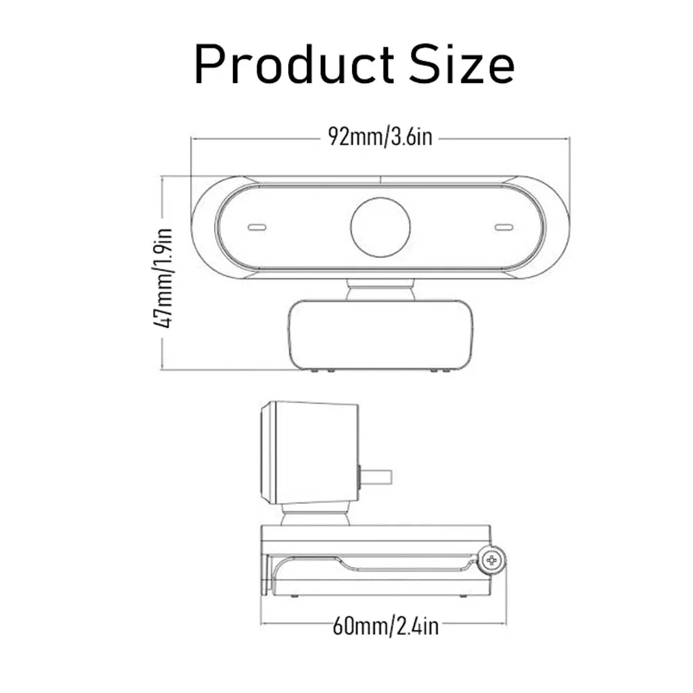 1080P black conference video webcam with 2MP USB 2.0 3.0 sensor for computer video calls
