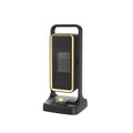 Black HQ-500A desktop PTC ceramic heater showing compact design with control knob