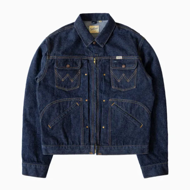 Men's denim coat American retro jacket 100% cotton lapel 60s primary colour depulp front view