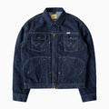 Men's denim coat American retro jacket 100% cotton lapel 60s primary colour depulp front view