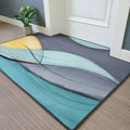 Modern minimalist geometric floor mat in polyester cotton, non-slip, available in wave, hairy geometric, ripple patterns.