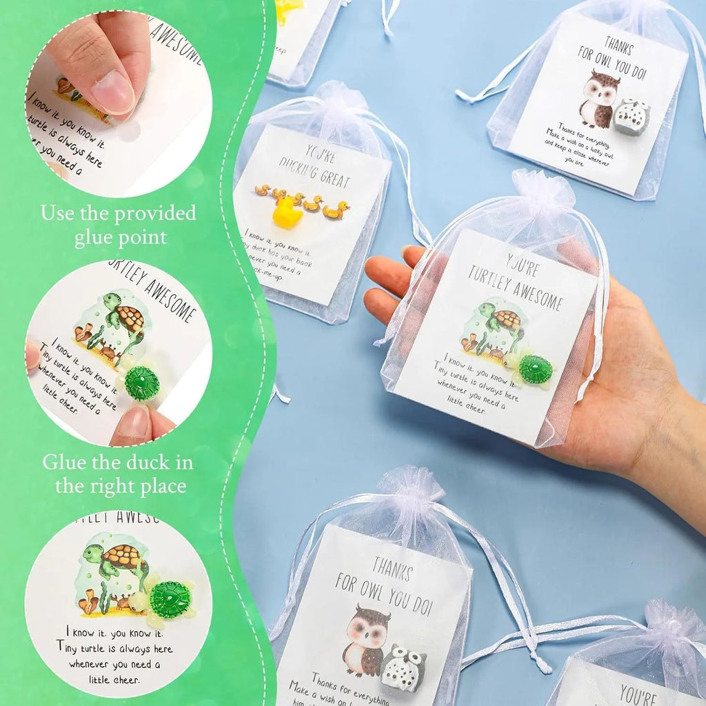 Set of durable resin greeting cards featuring pun designs, arranged showing multiple card quantities.