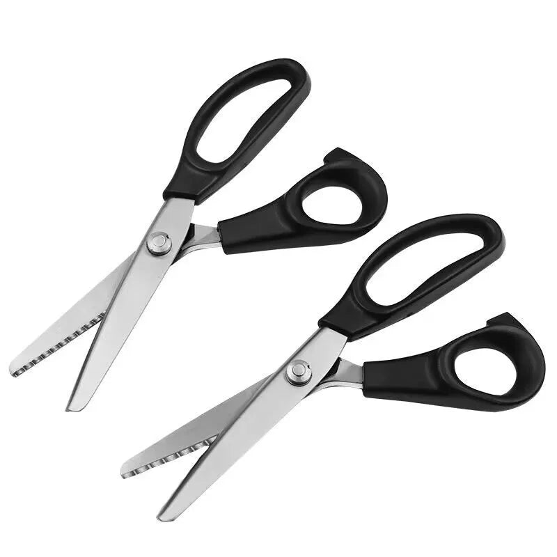 Stainless steel household scissors with triangle or arc tooth blades in 3mm, 5mm and 7mm options