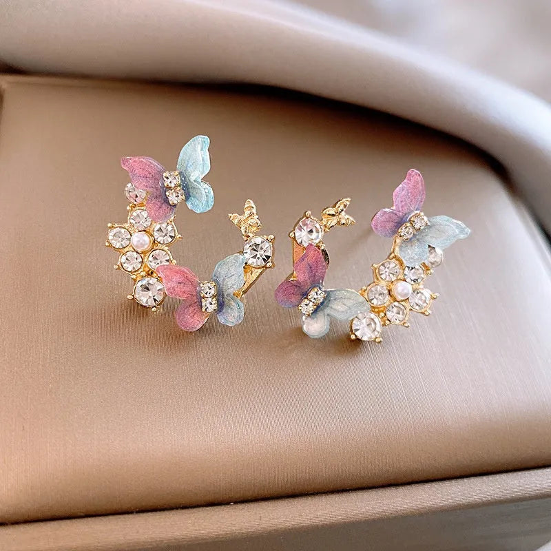 Copper geometry ellipse earrings electroplated finish 0935 flower butterfly 42 gold affordable luxury style women
