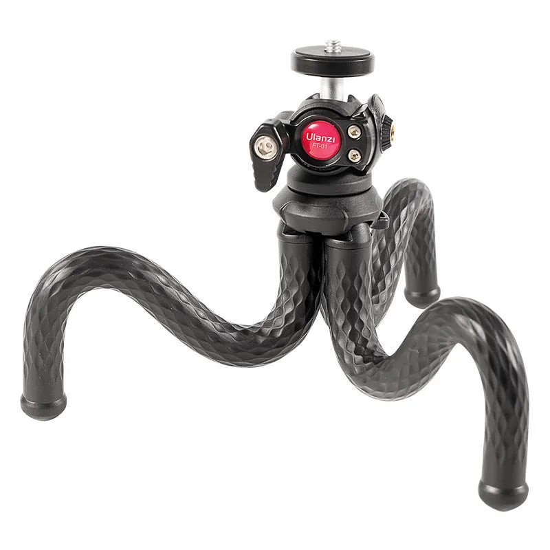 Black octopus-style flexible tripod with phone clip, extended to 360mm length