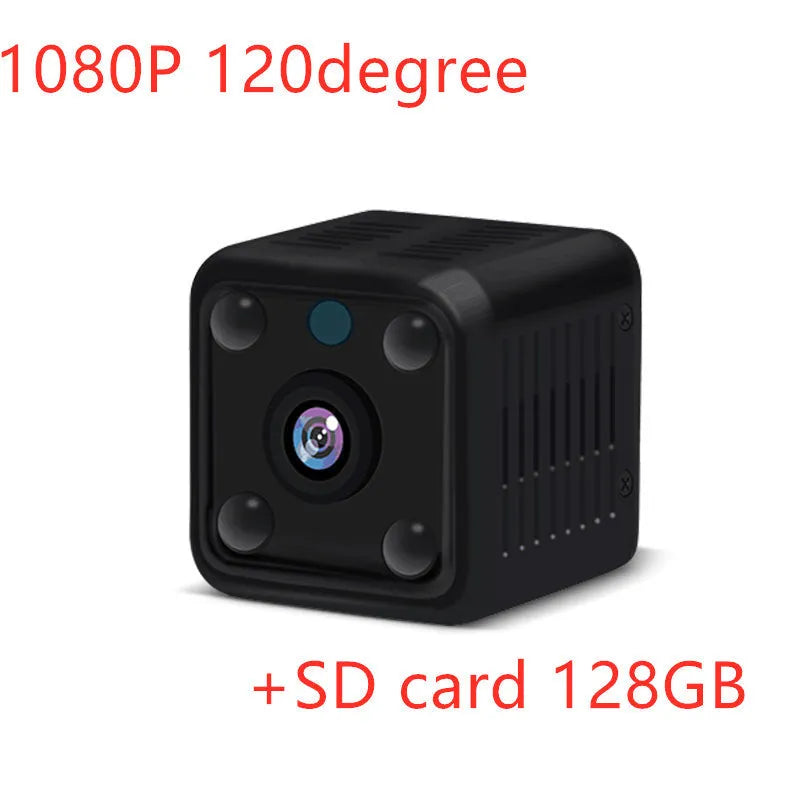 Mini wireless camera with 3.6mm lens and 120-degree wide angle, 1080P full HD CMOS sensor for indoor use