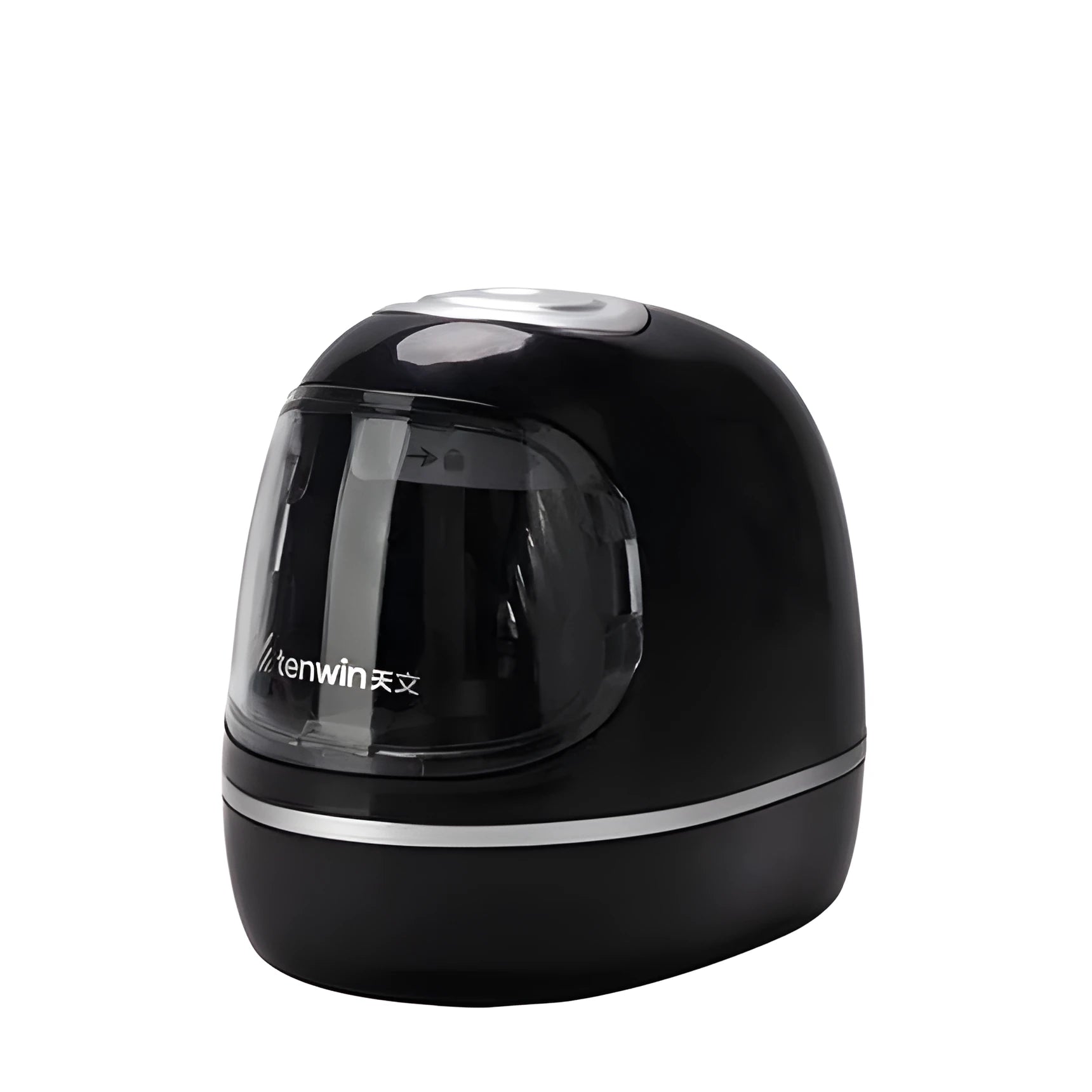 Creative electric pencil sharpener three-speed geometric plastic body black colour on desk