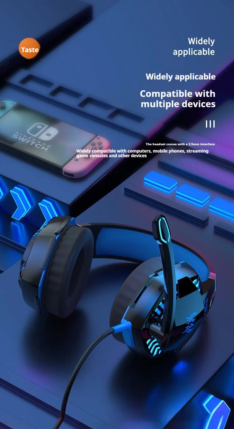 Wired USB headset for laptop desktop computer with protein skin earmuffs and microphone