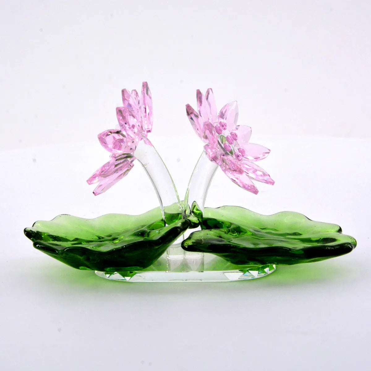Pink hand-carved white crystal cartoon ornament paperweight 95mm x 40mm x 60mm on white background