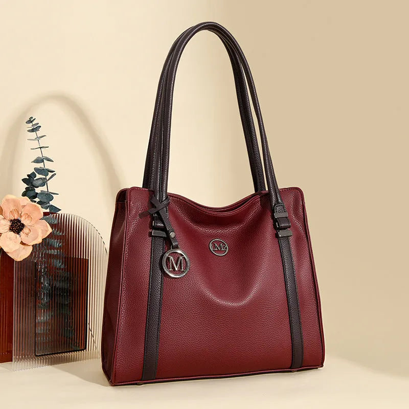 Women's genuine leather retro style crossbody bag in horizontal square shape with double straps